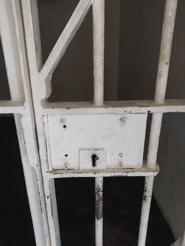 Steel door with square cut out for lock